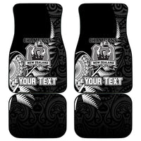 Custom New Zealand World Cup 2023 Car Mats Aotearoa Champion Rugby with Silver Fern Maori Ethnic Pattern LT03 Black - Polynesian Pride