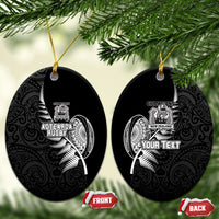Custom New Zealand World Cup 2023 Ceramic Ornament Aotearoa Champion Rugby with Silver Fern Maori Ethnic Pattern LT03 - Polynesian Pride