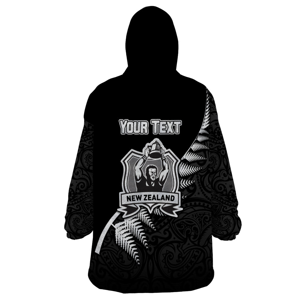 Custom New Zealand World Cup 2023 Wearable Blanket Hoodie Aotearoa Champion Rugby with Silver Fern Maori Ethnic Pattern LT03 - Polynesian Pride
