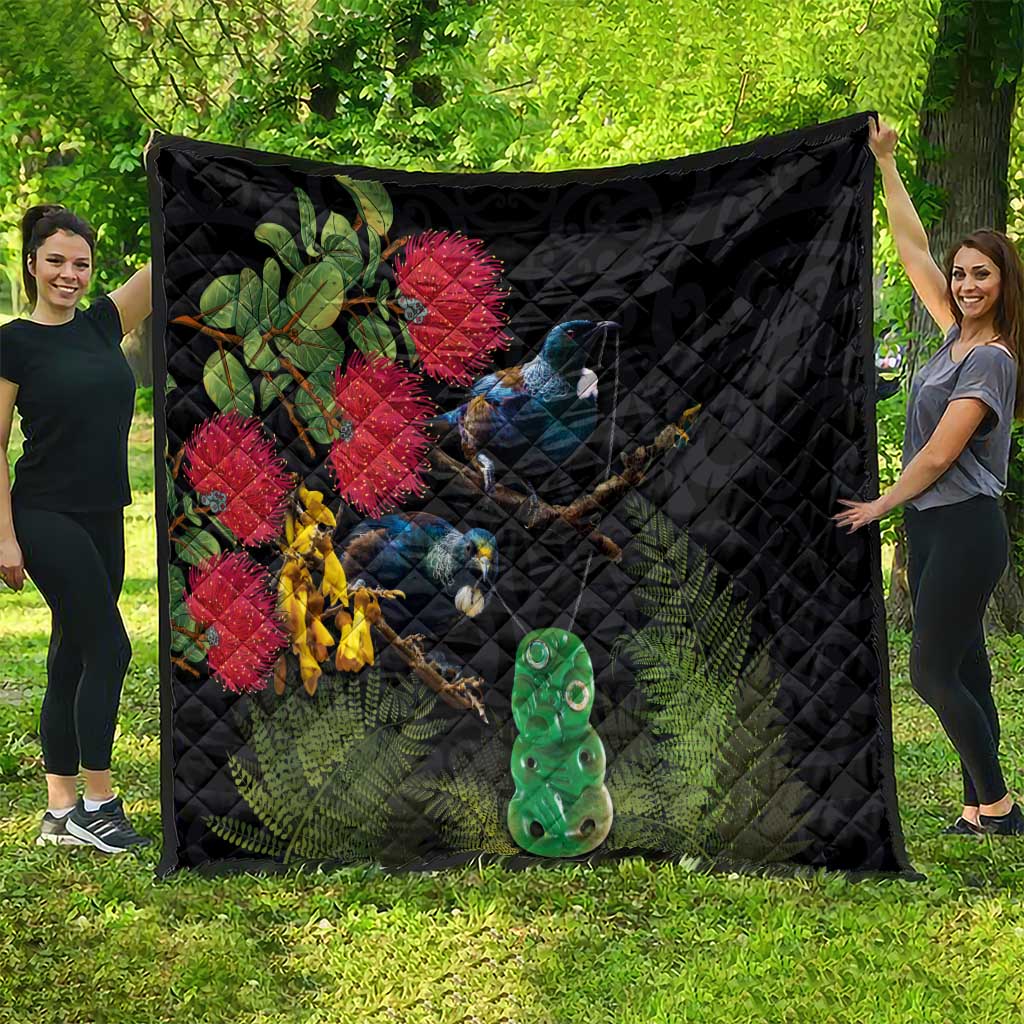 New Zealand Tui Quilt Guardians of the Hei Tiki - Maori Art and Plants LT03 - Polynesian Pride