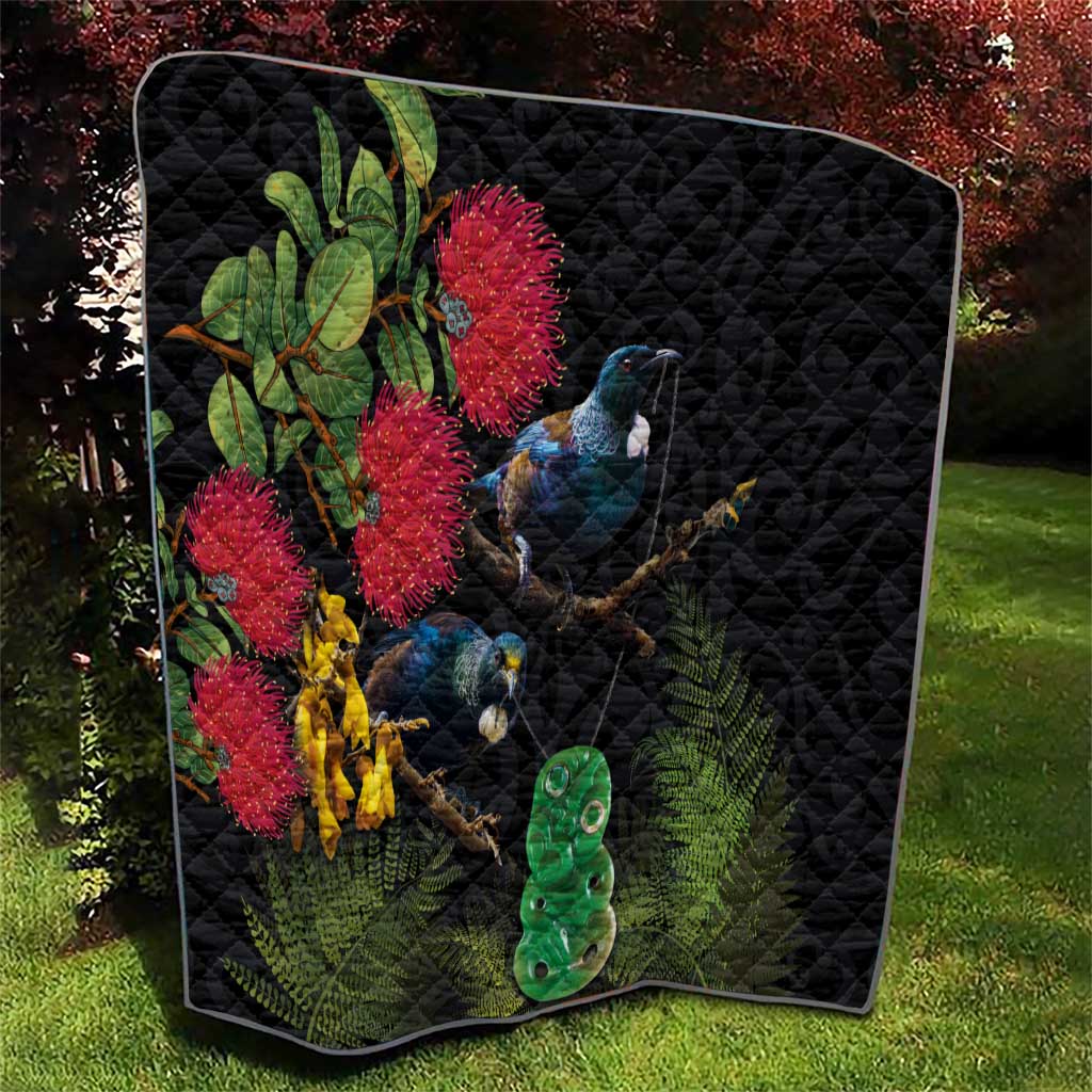 New Zealand Tui Quilt Guardians of the Hei Tiki - Maori Art and Plants LT03 - Polynesian Pride