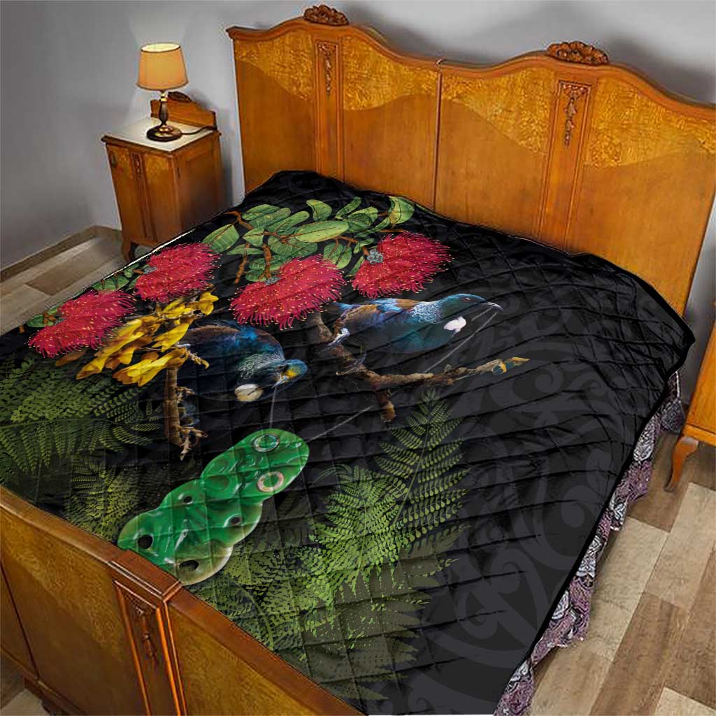 New Zealand Tui Quilt Guardians of the Hei Tiki - Maori Art and Plants LT03 - Polynesian Pride