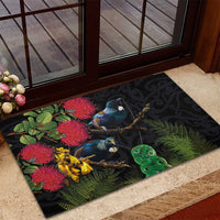 New Zealand Tui Rubber Doormat Guardians of the Hei Tiki - Maori Art and Plants