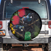 New Zealand Tui Spare Tire Cover Guardians of the Hei Tiki - Maori Art and Plants LT03 Black - Polynesian Pride