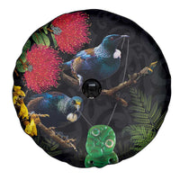New Zealand Tui Spare Tire Cover Guardians of the Hei Tiki - Maori Art and Plants LT03 - Polynesian Pride