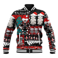 New Zealand Christmas Baseball Jacket Maori Christmas Spirit - Meri Kirihimete LT03 Unisex Black - Polynesian Pride