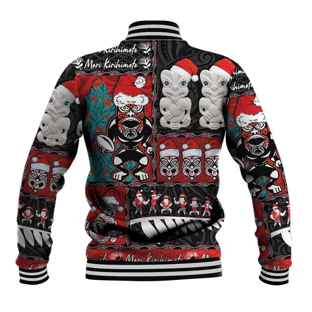 New Zealand Christmas Baseball Jacket Maori Christmas Spirit - Meri Kirihimete LT03 - Polynesian Pride