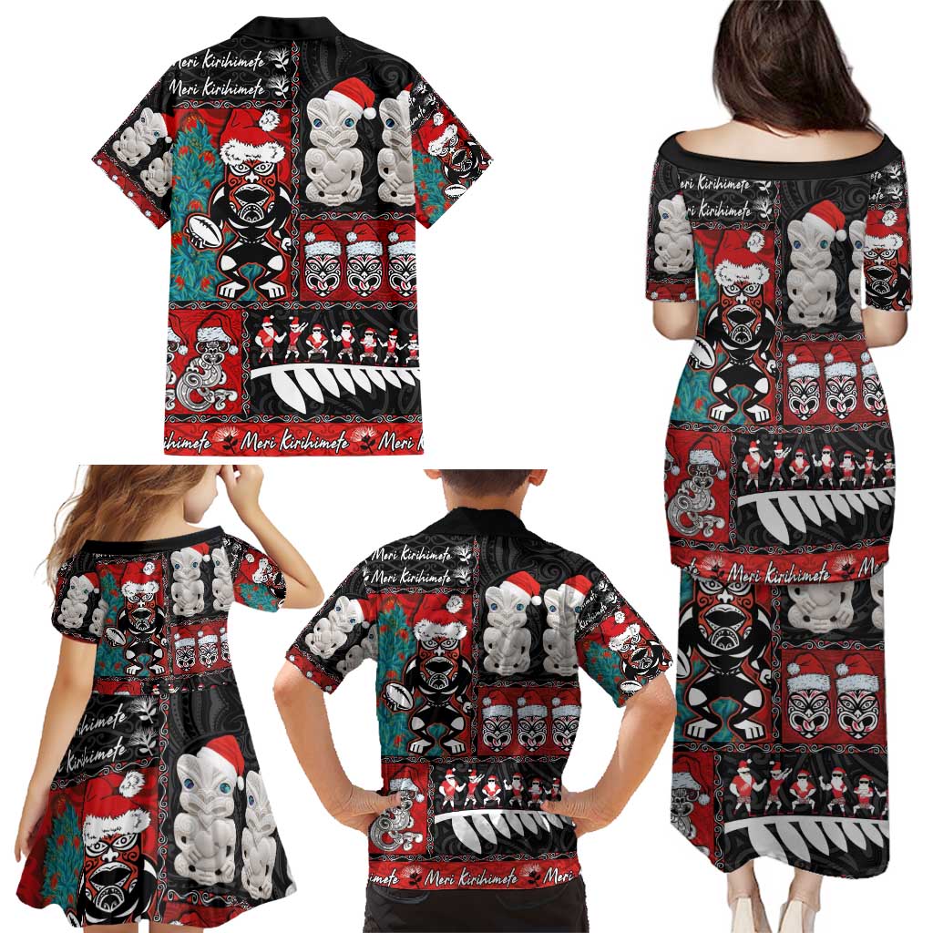 New Zealand Christmas Family Matching Puletasi and Hawaiian Shirt Maori Christmas Spirit - Meri Kirihimete