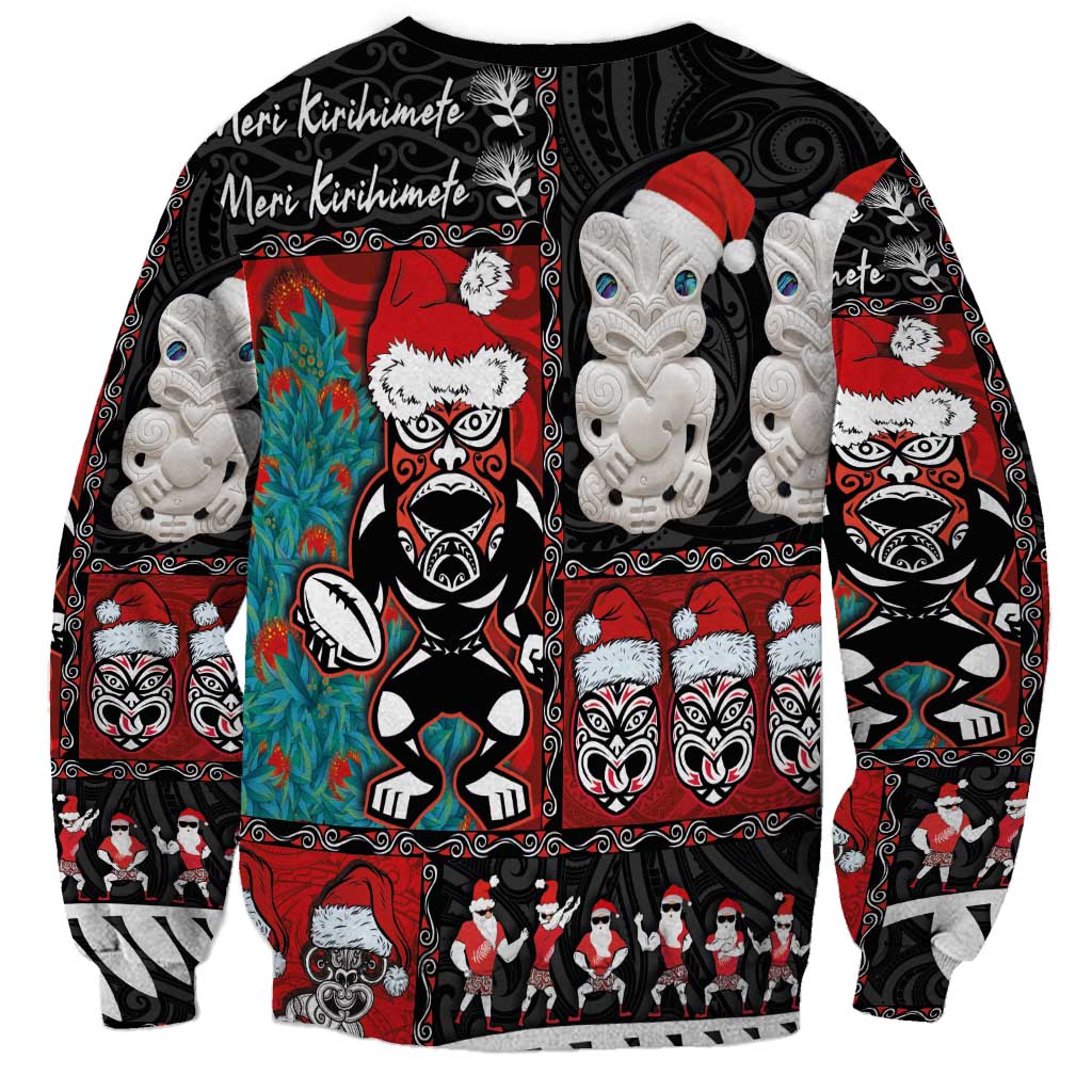 New Zealand Christmas Sweatshirt Maori Christmas Spirit - Meri Kirihimete LT03 - Polynesian Pride