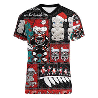 New Zealand Christmas Women V-Neck T-Shirt Maori Christmas Spirit - Meri Kirihimete