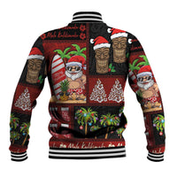 Hawaiian Christmas Baseball Jacket - Mele Kalikimaka Island Holiday Vibes - Black Red