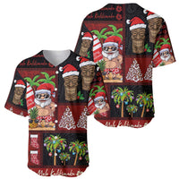 Hawaiian Christmas Baseball Jersey - Mele Kalikimaka Island Holiday Vibes - Black Red