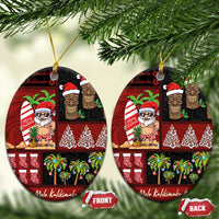 Hawaiian Christmas Ceramic Ornament - Mele Kalikimaka Island Holiday Vibes - Black Red