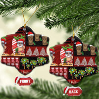 Hawaiian Christmas Ceramic Ornament - Mele Kalikimaka Island Holiday Vibes - Black Red