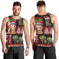 Hawaiian Christmas Men Tank Top - Mele Kalikimaka Island Holiday Vibes - Black Red