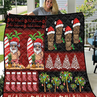 Hawaiian Christmas Quilt - Mele Kalikimaka Island Holiday Vibes - Black Red