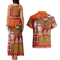 Hawaiian Christmas Couples Matching Tank Maxi Dress and Hawaiian Shirt - Mele Kalikimaka Island Holiday Vibes - Red Orange