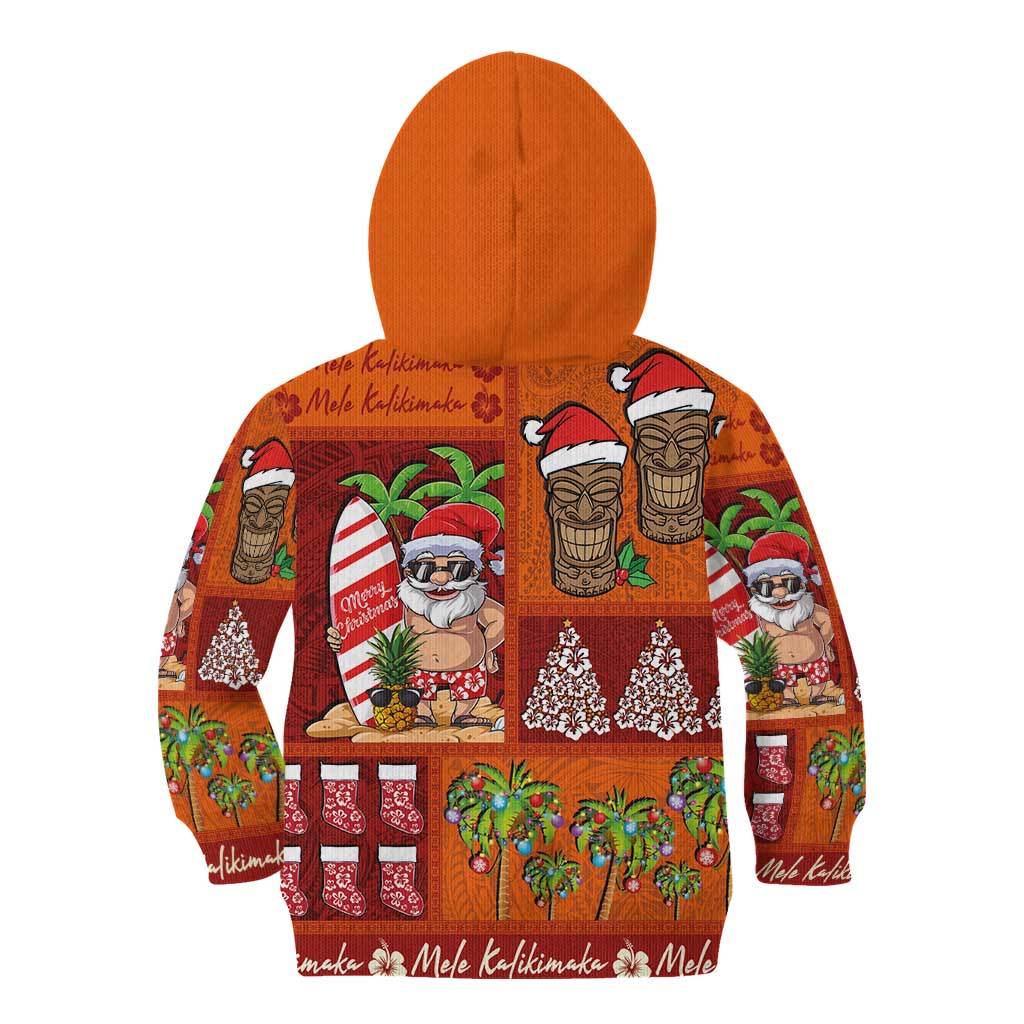 Hawaiian Christmas Kid Hoodie - Mele Kalikimaka Island Holiday Vibes - Red Orange