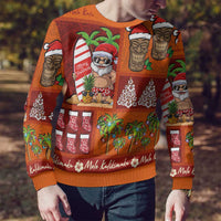Hawaiian Christmas Ugly Christmas Sweater - Mele Kalikimaka Island Holiday Vibes - Red Orange