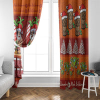 Hawaiian Christmas Window Curtain - Mele Kalikimaka Island Holiday Vibes - Red Orange