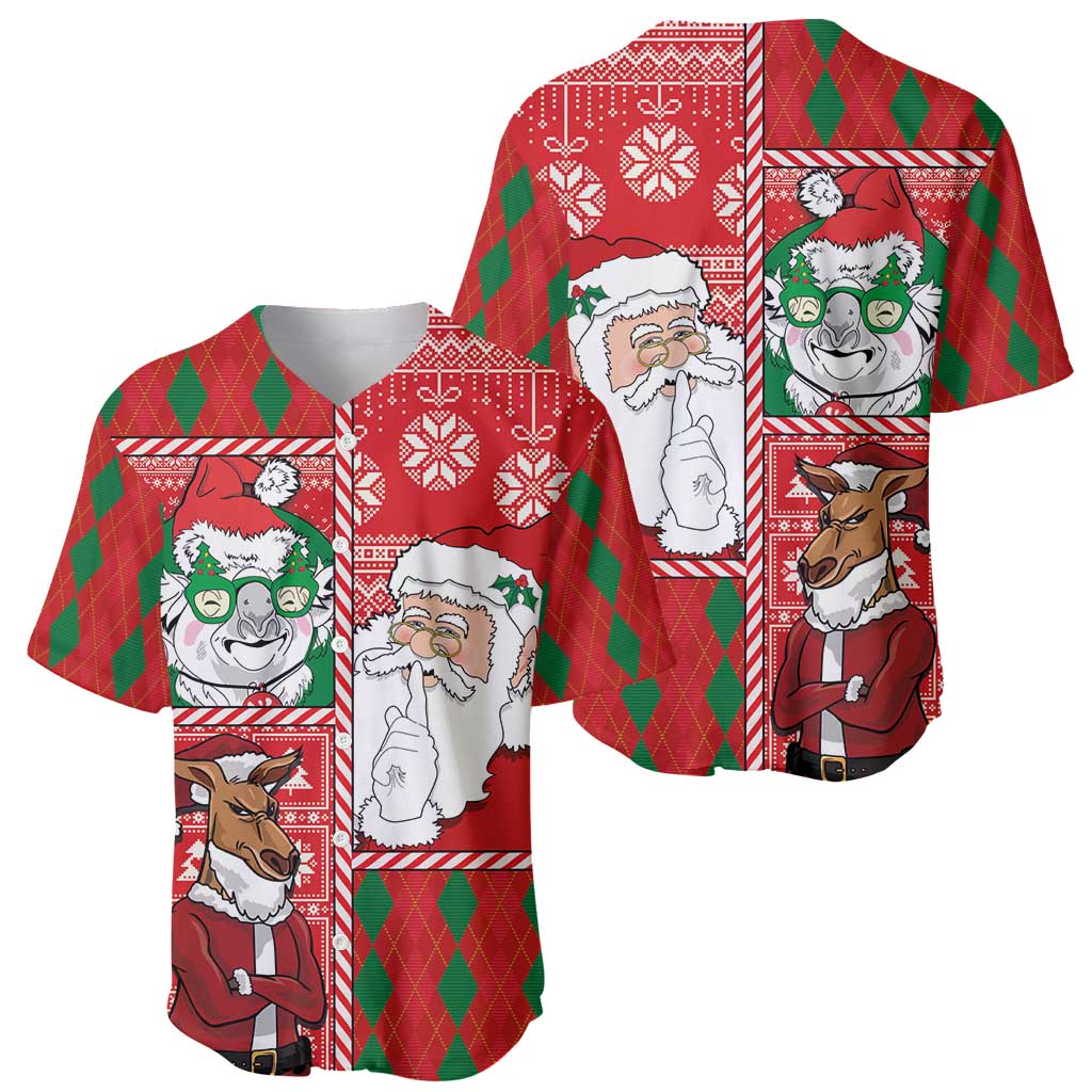 Australian Christmas Baseball Jersey - Santa Koala Kangaroo and Holiday Cheer LT03 - Polynesian Pride