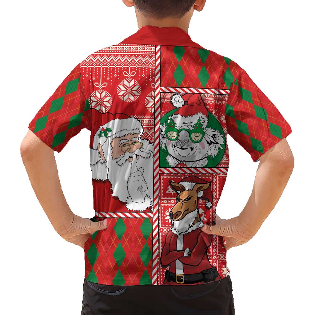 Australian Christmas Hawaiian Shirt - Santa Koala Kangaroo and Holiday Cheer