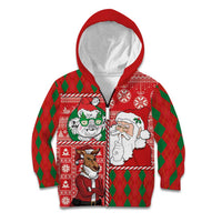 Australian Christmas Kid Hoodie - Santa Koala Kangaroo and Holiday Cheer LT03 Zip Hoodie Red - Polynesian Pride