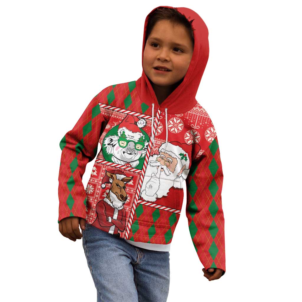 Australian Christmas Kid Hoodie - Santa Koala Kangaroo and Holiday Cheer LT03 - Polynesian Pride