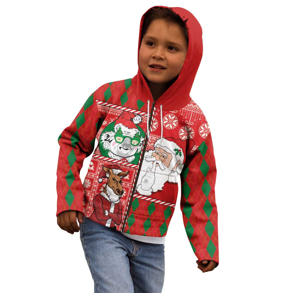 Australian Christmas Kid Hoodie - Santa Koala Kangaroo and Holiday Cheer LT03 - Polynesian Pride