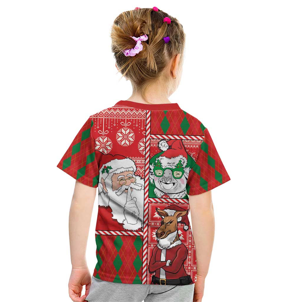 Australian Christmas Kid T Shirt - Santa Koala Kangaroo and Holiday Cheer LT03 - Polynesian Pride