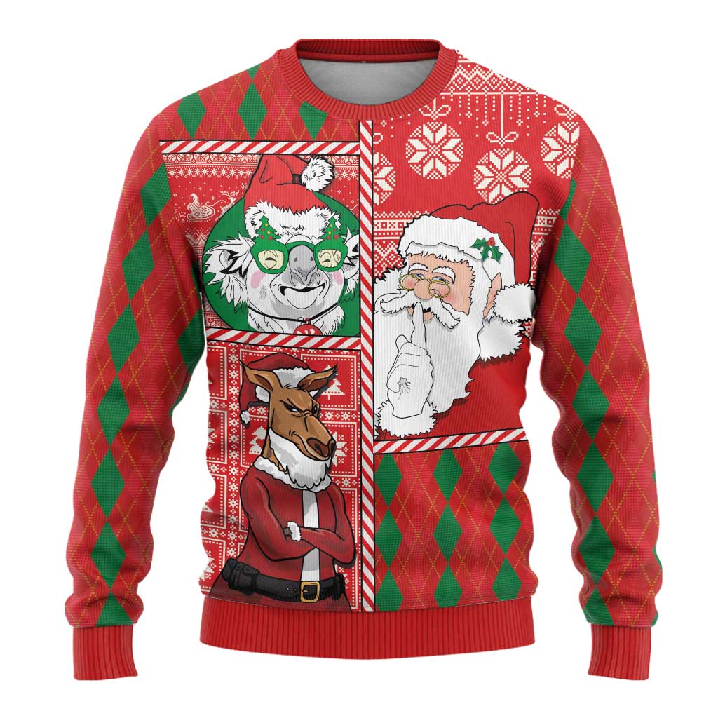 Australian Christmas Ugly Christmas Sweater - Santa Koala Kangaroo and Holiday Cheer LT03 - Polynesian Pride