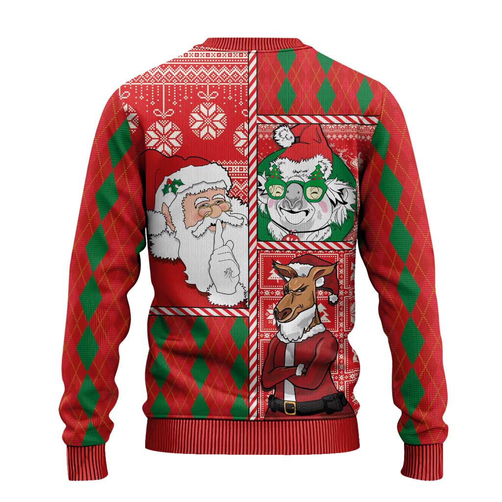 Australian Christmas Ugly Christmas Sweater - Santa Koala Kangaroo and Holiday Cheer LT03 - Polynesian Pride