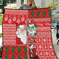 Australian Christmas Quilt - Santa Koala Kangaroo and Holiday Cheer LT03 Red - Polynesian Pride
