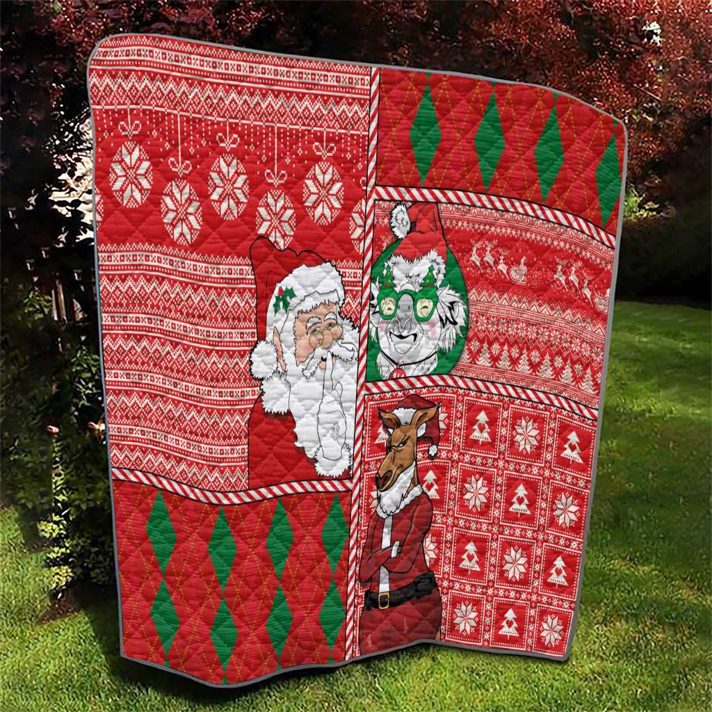 Australian Christmas Quilt - Santa Koala Kangaroo and Holiday Cheer LT03 - Polynesian Pride
