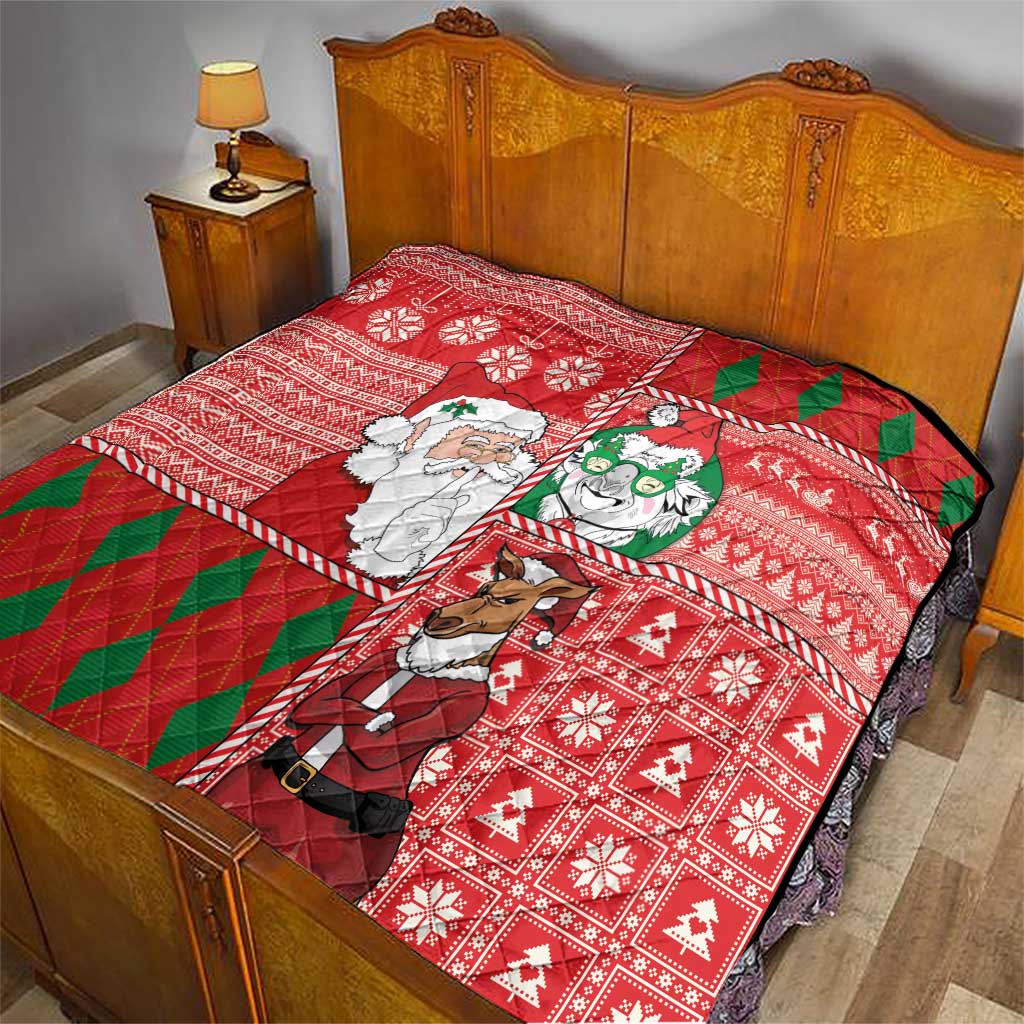 Australian Christmas Quilt - Santa Koala Kangaroo and Holiday Cheer LT03 - Polynesian Pride