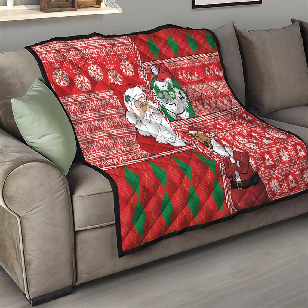 Australian Christmas Quilt - Santa Koala Kangaroo and Holiday Cheer LT03 - Polynesian Pride