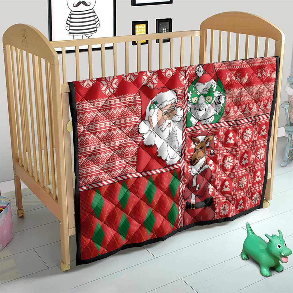 Australian Christmas Quilt - Santa Koala Kangaroo and Holiday Cheer LT03 - Polynesian Pride
