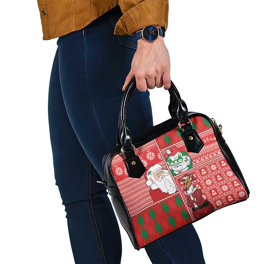 Australian Christmas Shoulder Handbag - Santa Koala Kangaroo and Holiday Cheer