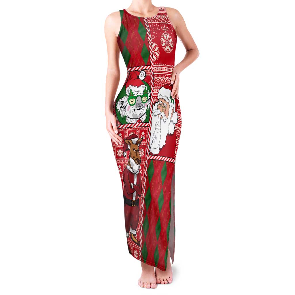 Australian Christmas Tank Maxi Dress - Santa Koala Kangaroo and Holiday Cheer