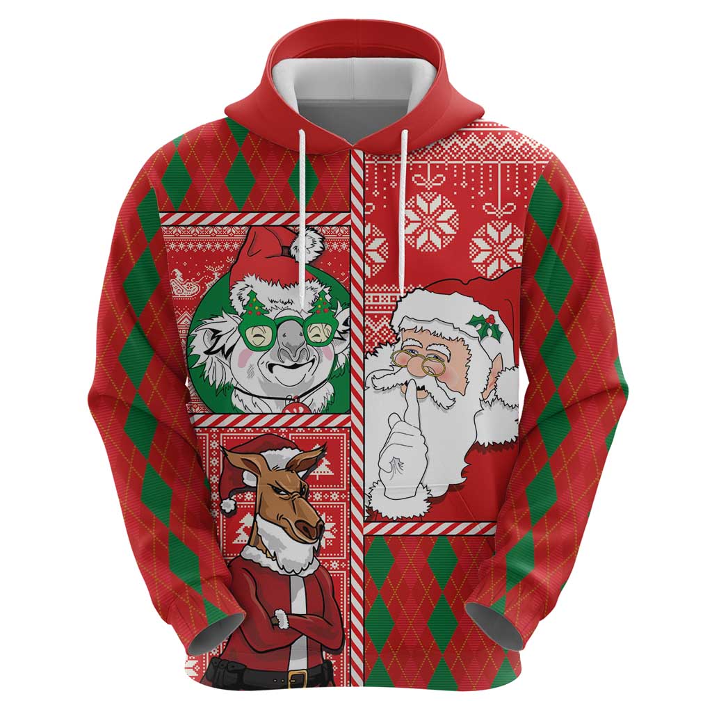 Australian Christmas Zip Hoodie - Santa Koala Kangaroo and Holiday Cheer