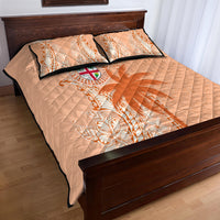 Bula Fiji Quilt Bed Set Tropical Flower and Tapa Pattern Peach Fuzz Color LT03 - Polynesian Pride