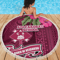 Fiji Adi Cakobau School Beach Blanket Tropical Flower and Tapa Pattern LT03 - Polynesian Pride