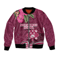 Fiji Adi Cakobau School Bomber Jacket Tropical Flower and Tapa Pattern LT03 Unisex Pink - Polynesian Pride