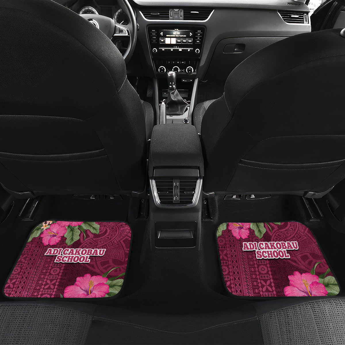Fiji Adi Cakobau School Car Mats Tropical Flower and Tapa Pattern LT03 - Polynesian Pride