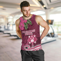 Fiji Adi Cakobau School Men Tank Top Tropical Flower and Tapa Pattern LT03 Pink - Polynesian Pride