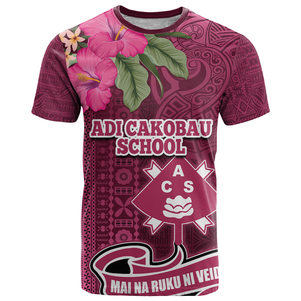 Fiji Adi Cakobau School T Shirt Tropical Flower and Tapa Pattern LT03 Pink - Polynesian Pride