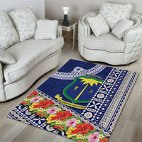 Fiji Natabua High School Area Rug Tropical Flower and Tapa Pattern Blue Style LT03 - Polynesian Pride