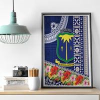 Fiji Natabua High School Canvas Wall Art Tropical Flower and Tapa Pattern Blue Style LT03 - Polynesian Pride