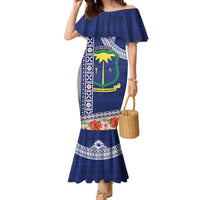 Fiji Natabua High School Family Matching Mermaid Dress and Hawaiian Shirt Tropical Flower and Tapa Pattern Blue Style LT03 Mom's Dress Blue - Polynesian Pride