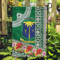 Fiji Natabua High School Garden Flag Tropical Flower and Tapa Pattern Green Style LT03 Garden Flag Green - Polynesian Pride